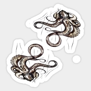 2 octopus with tentacles Sticker